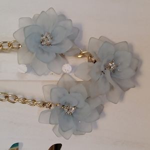 Bold blue floral statement necklace